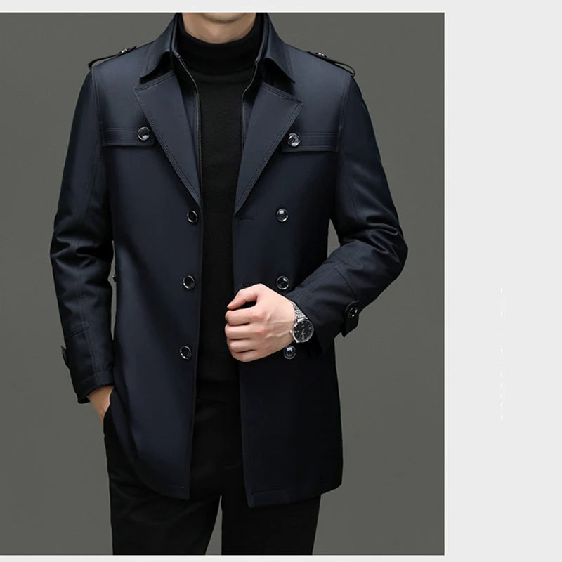 ✨ Jahresende: Günstige Angebote, tolle Stimmung! 🔥 Herren-Trenchcoat in mittlerer Länge mit herausnehmbarem Futter